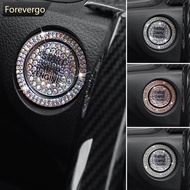 FOREVERGO 2Pcs Universal Car Start Ring Decoration Crystal Diamond Switch Cover Interior Button Prot