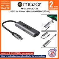 Mazer M-UC2AUDIO120 USB-C to 3.5mm HD Audio + USB-C (PD 3.0 charging) Adapter, 11cm in Length