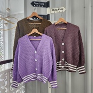 QUINCA POP BUBLE CARDI/ BUTTON KNIT CARDIGAN
