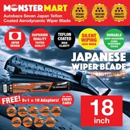 Autobacs Seven Japan Teflon Coat Aerodynamic Wiper Blade w/ 10 Adaptors 18 inch