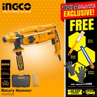 BUILDMATE Ingco Rotary Hammer Engraver 800W SDS Plus System Electric Hammer Concrete Breaker RGH9028 - IPT