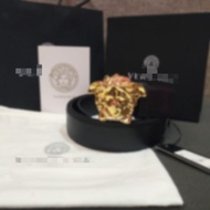 Luxury men's belt with gold vip logo