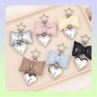 Faux leather bow heart keychain charm,keychain charm、matching keychain、charm keychain、cute keychain、