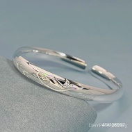 Sterling Silver Open Elders Send Mother Bracelet Women Lotus 9999 Koi Gift Bracelet Ethnic Style Bra