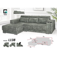 2+L Sofa Shape Sofa L138 : Kain Sofa Velvet Marbble Or Kain Easy-Clean