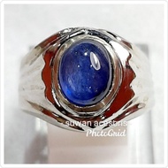 BATU PERMATA BLUE SAFIR ASLI NATURAL/ CINCIN MEWAH ALPAKA SUPER