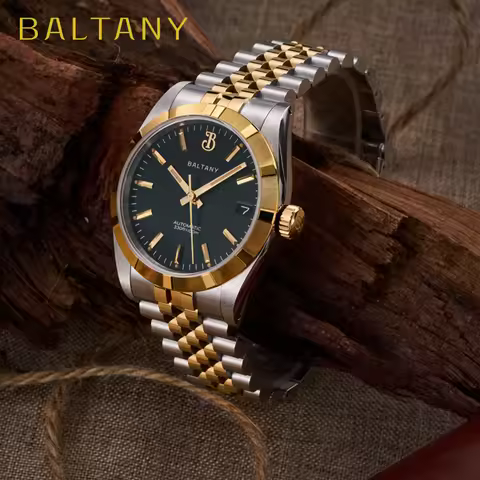 Baltany S4102 Business Man Automatic Mechanical Wristwatch 36mm Linen Dial Engine Turned Bezel ST213
