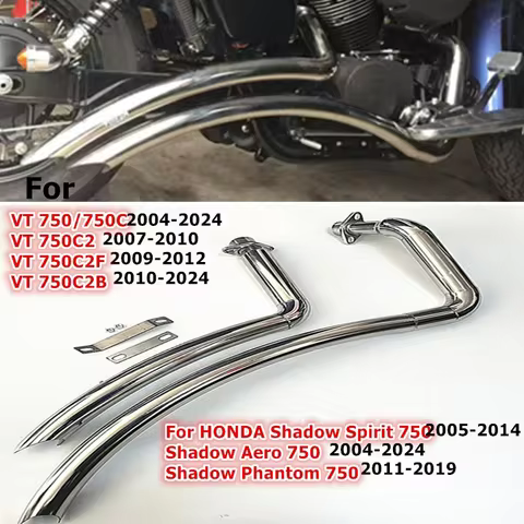 For Honda Shadow VT750 Spirit 750 Phantom VT750C VT750C2B VT750C2 VT750DC ACE750 Aero Exhaust With D