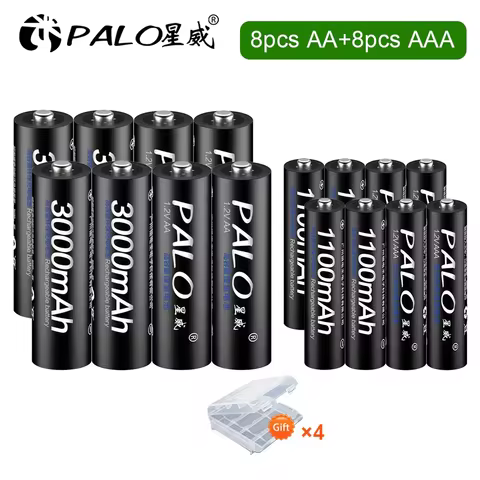 PALO 1.2V AA AAA Rechargeable Battery 1100mAh 1.2V AAA Rechargeable NIMH Battery+3000mAh AA Cell 1.2