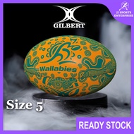 Gilbert Randoms Supporter Rugby Training Ball (Size 5) Wallabies Senior Bola Ragbi Bola Sukan Dewasa