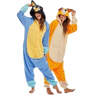 Bluey Dog Cartoon Character Overall Kigurumi Onesie Pajamas Sleepwear Costume (Adult/ Kids Unisex)