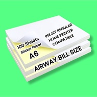 100 Sheets • A6 Sticker Paper For AirWay Bill • Inkjet Printer Compatible