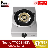 Tecno TTC0318SV Table Top Gas Hob. 1 x Burner. Made For PUB (CityGas) Gas Supply. Stainless Steel. Individual drip tray. With Safety Valve. 1 Year Warranty. Safety Mark Approved. Express Delivery Guaranteed