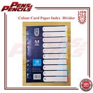 LION Colour Card Paper Index Divider 10 Tabs (1pkt)