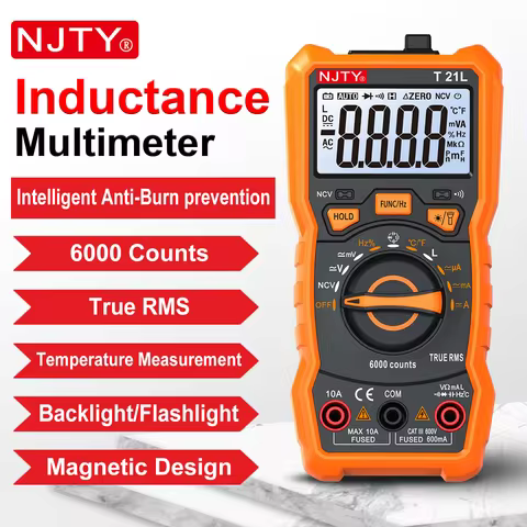 NJTY T21L Inductance Digital Multimeter 600μH-60H Range Duty Cycle 0.1-99% Temp DC AC Amp Voltage Re