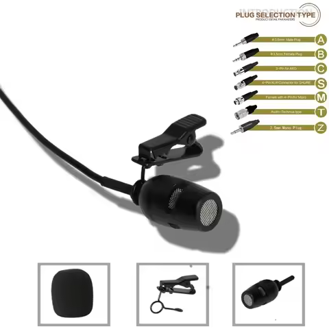 3.5MM 4Pin XLR Lavalier Lapel Microphone Wired Microphone Condenser Tie Clip For Karaoke Wireless Tr