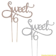 BLACK Sweet 16 Cake Topper 16th Birthday Party Themes With for Rhinestone Decoration A