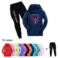 Squid Game Boys Hoodie Girls Sweater Hooded Trousers Set Pocket Print Soft Sweater Trouser 1383 Autumn Kids Clothing Set