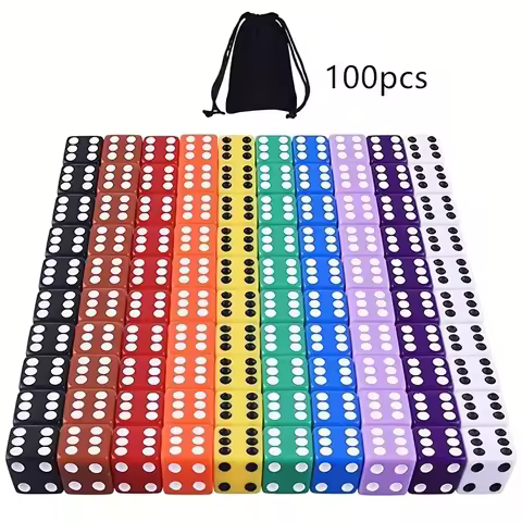 100 Pieces, 50 Pieces, 10 Pieces, A Set Of Acrylic Dice 0.62-inch Game Dice, Math Games -10 Colors，F