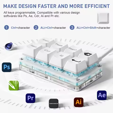 SAYODEVICE 8 Keys Mini Shortcut Key Office Work Macros Keypad OSU Rhythm Game Keypad Gaming USB Wire