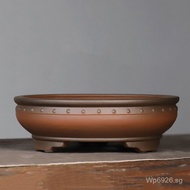 Antique Red Flower Pot with Studs, Breathable Three-Legged Round Special Yixing Clay Pot for Azalea,