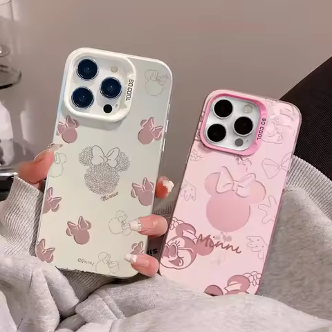 Disney Mickey Minnie Mouse Head Phone Case For IPhone 14 15 16 17 Pro Max Plus 12 13 Mini 16E Casing