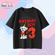 Birthday Boy 3-year-old boy's Birthday shirt with Dalmatian image - cotton t-shirt, comfortable loos