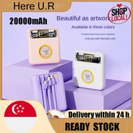 20000mAh Mini Power Bank With Cables Digital Display Portable Charger Fast Charging Powerbank