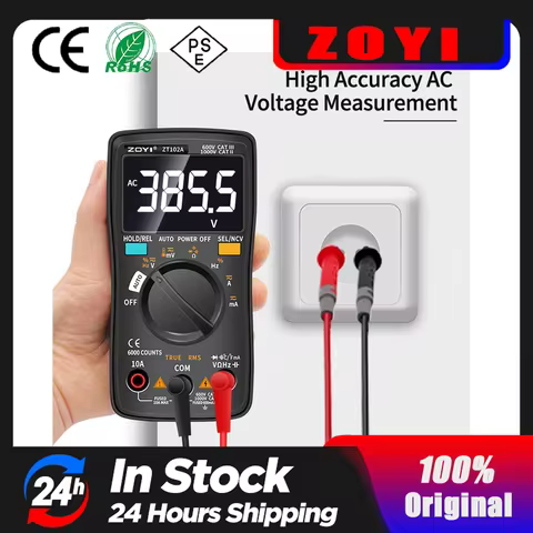 ZOYI Digital Multimeter ZT-98/100/101/102/102A Auto Ranging 6000 counts AC/DC Ammeter Voltmeter Ohm