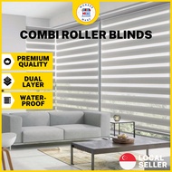 Waterproof Zebra Roller Blind | Combi Blind Window Curtain / Semi Blackout Home Office Roller Blind