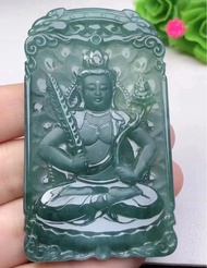 天然A貨翡翠冰藍虛空藏菩薩吊墜送高貨繩可出香港證書