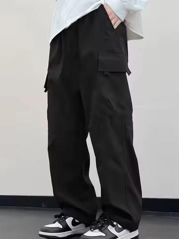 Men Cargo Jogger Pants Autumn Winter Fleece Sweatpants Mens Fleece Overalls Joggers Sweat Pocket Pan