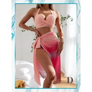 Bikini Beachwear Swimsuit Three Piece Swimsuit 3pcs Long Skirt Model Transparent OuterWanita Fashion