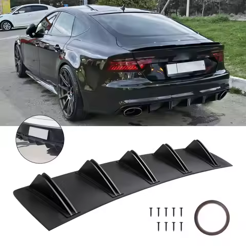 For Audi A3 A4 A5 A6 A7 B9 S5 Rear Lip Bumper Diffuser Shark 5 Fin Spoiler Wing