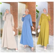 midi dress muslim terbaru aquila dres baju gamis remaja korean style - denim all size