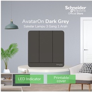 Schneider Electric Avataron Grey Light Switch - 3 Gang 1 Way