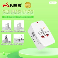 NSS International Plug Adapter Universal Power Adaptor with 2 USB Ports Worldwide Travel Essentials