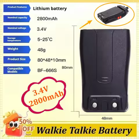 New Upgraded BL-1 3.4V 2800mAh Lithium Battery for Baofeng BF-888S/777S/666S Walkie Talkie Battery