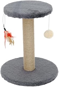 [Cuddly Paws] Mini Cat Scratch Tower with Cat Toy (Diameter L30 x H35.5cm) - Grey
