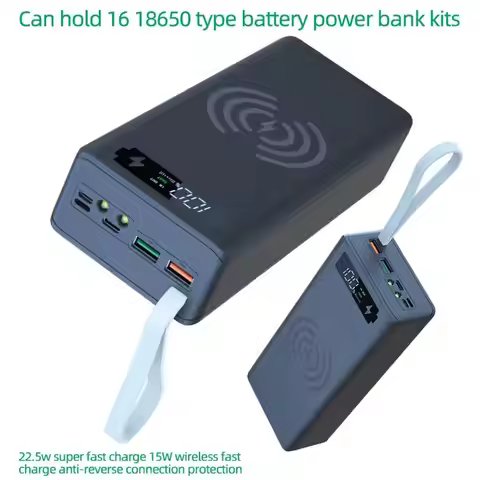 Portable Power Bank Case 16*18650 C16 USB Welding Free Power Bank Case Detachable QC 3.0 PD DIY Shel