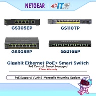 NETGEAR Gigabit Smart PoE+ Ethernet Switch GS305EP | GS308EP | GS316EP | GS110TP for Business Networ