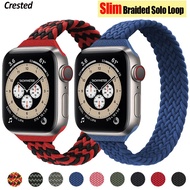 [HOT JUXXKWIHGWH 514] Slim Braided Solo Loop Band สำหรับ Apple Watch สาย44มม. 40มม. 42มม. 38มม. 42มม. ผ้ายืดหยุ่นเข็มขัดสร้อยข้อมือ IWatch Serie 6 5 4 3 Se