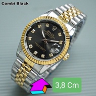 HITAM Best Rolex Men's Watch Active Date Chain Strap Serrated Model - black combo Q0M8