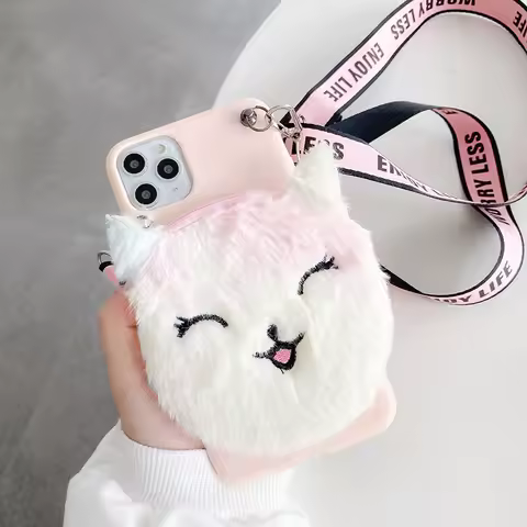 Plush Cat Coin Purses Cases For Xiaomi Mi 11T Poco X3 C3 F1 F2 F3 X2 M2 M3 Pro Note 10 Lite CC9e Red