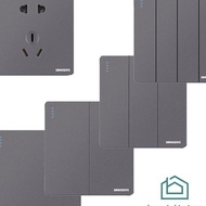 (9✔B B B B B❦ J) Switch Space Gray Light Switch/ 1/2/3 Gang Electrical Switch 2 Way Single Hotel 2 W
