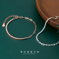(Jump)S925 Silver Women 39;s Korean-Style Simple Elegant Gang Drill Chain Bracelet Exquisite Asymmetric Hand JewelryFine Bangle Bracelets，AccessoriesFine Bangle Bracelets，Accessories
