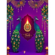 5x7ft Indian Diwali Backdrop Happy Diwali Festival of Lights Background Banner Peacocks Decor Diwali