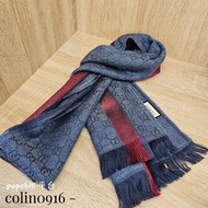 [耐看質感好品項❣️] Gucci藍底雙G深紅邊圍巾