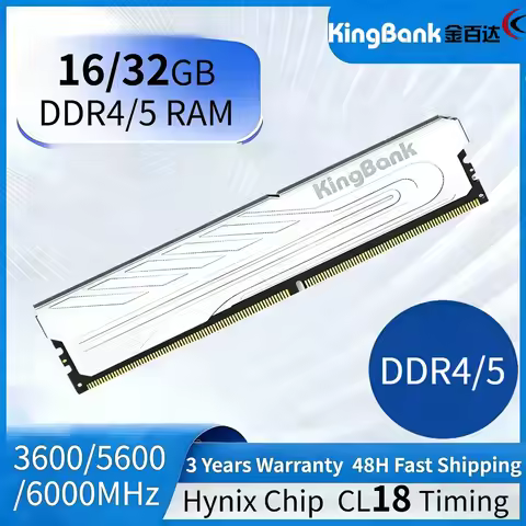 Original KingBank RAM DDR5 16/32GB 3600/5600/6000MHz CL18-30 Hynix Chip Desktop Gaming Memory with B