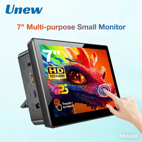 Unew 7" Raspberry Pi 5 4 3 Touchscreen Monitor 1024x600 HDMI USB Speaker Fan for Raspi Drive Free Ad